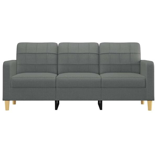 vidaXL Sofa 3-osobowa, ciemnoszara, 180 cm, tapicerowana tkaniną