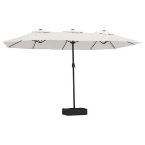 vidaXL Podw&oacute;jny parasol ogrodowy, piaskowa biel, 449x265 cm