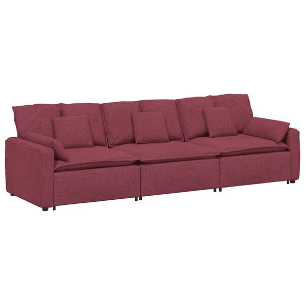 vidaXL Sofa modułowa z poduszkami, kolorze czerwonego wina