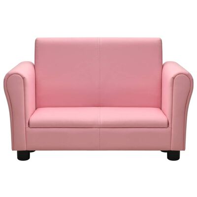 vidaXL Sofa dla dziecka, z podnóżkiem, różowa, obita sztuczną skórą