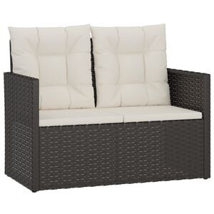 vidaXL Ławka ogrodowa z poduszkami, czarna, 105 cm, polirattan