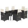 vidaXL 7-cz. zestaw mebli ogrodowych z poduszkami, czarny, polirattan