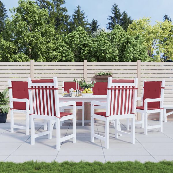 vidaXL Poduszki na krzesła ogrodowe 6 szt., winna czerwień 100x50x3 cm