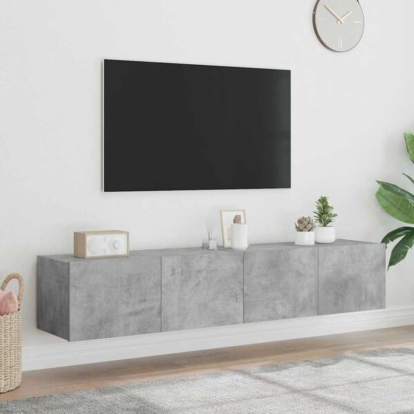 vidaXL Ścienne szafki TV z LED, 2 szt., szarość betonu, 80x35x31 cm