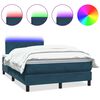 vidaXL Ł&oacute;żko kontynentalne z materacem i LED, ciemnoniebieskie, 120x210 cm