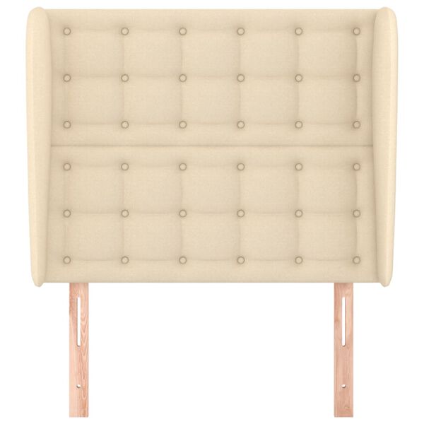 vidaXL Zagł&oacute;wek uszak, kremowy, 103x23x118/128 cm, tkanina