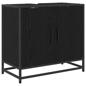 vidaXL Szafka pod umywalkę z drzwiami Czarny Dąb 65 x 33 x 60 cm