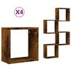 vidaXL P&oacute;łki ścienne Cube 4 szt. Dąb wędzony 30x15x30 cm