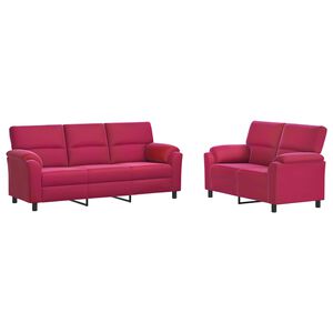 vidaXL Zestaw Sof 2 pcs Czerwone wino Welur