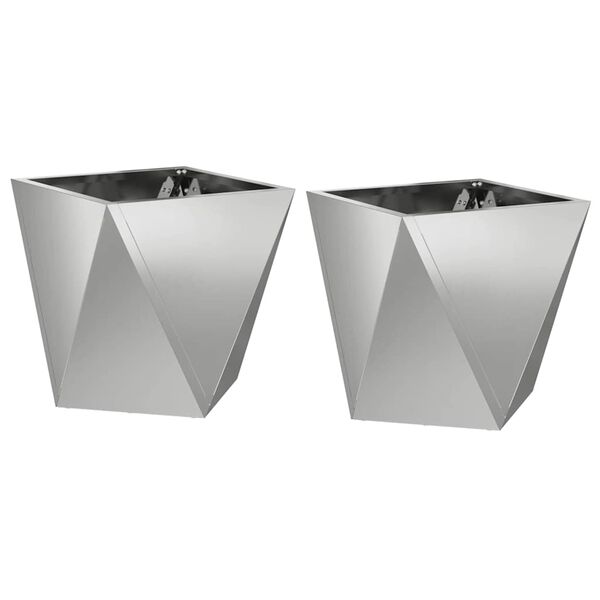 vidaXL Donica 2 pcs Srebrny 30 x 30 x 30 cm Stal Galwanizowana
