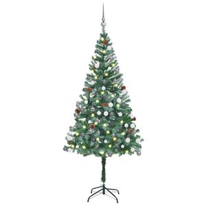 vidaXL Sztuczna choinka z lampkami, bombkami i szyszkami, 180 cm