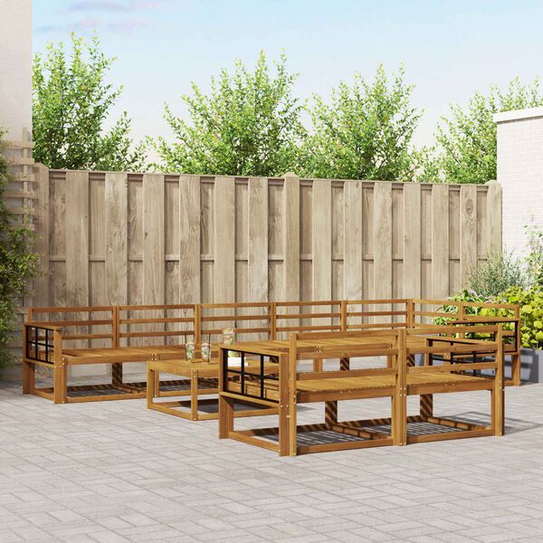 vidaXL Zestaw sof na zewnątrz 9 pcs Naturalny Lite Drewno Akacji