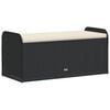 vidaXL Ławka ze schowkiem i poduszką, czarna, 115x51x52 cm, polirattan