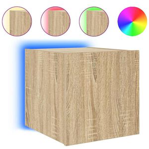 vidaXL Ścienna szafka TV z LED, dąb sonoma, 30,5x35x30 cm
