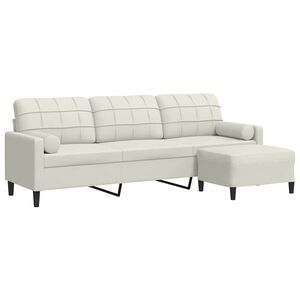 vidaXL 3-osobowa sofa z podn&oacute;żkiem, kremowa, 210 cm, aksamit