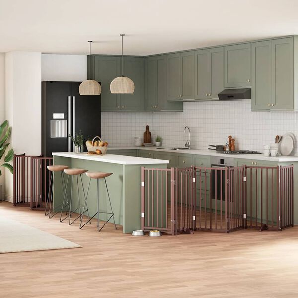 vidaXL Składana bramka dla psa, z drzwiami, 12 paneli, brązowa, 600 cm