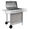vidaXL Grill gazowy z 6 palnikami, srebrny