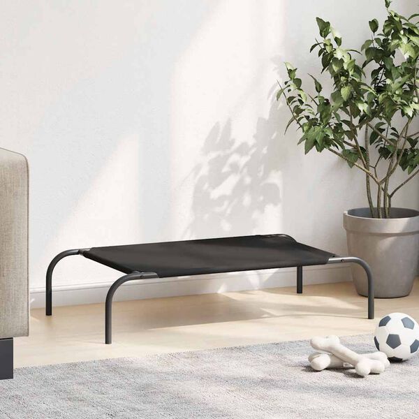 vidaXL Podwyższone legowisko dla psa czarne 90x50x20 cm