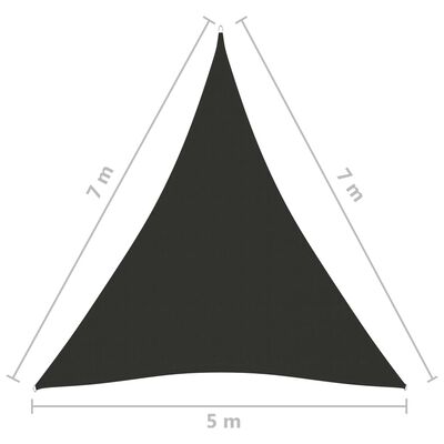 vidaXL Żagiel ogrodowy, tkanina Oxford, trójkątny, 5x7x7 m, antracyt