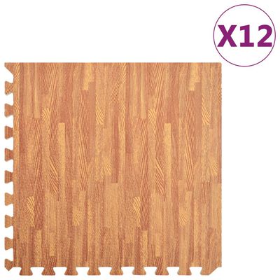 vidaXL Maty podłogowe, 12 szt, wzór drewna, 4,32 ㎡, pianka EVA