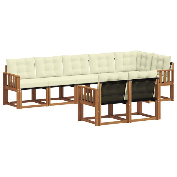 vidaXL Zestaw sof na zewnątrz z poduszką 8 pcs Naturalny i Kremowy