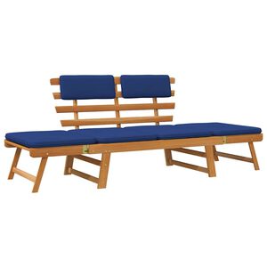 vidaXL Ławka ogrodowa z poduszkami, 2-w-1, 190 cm, drewno akacjowe