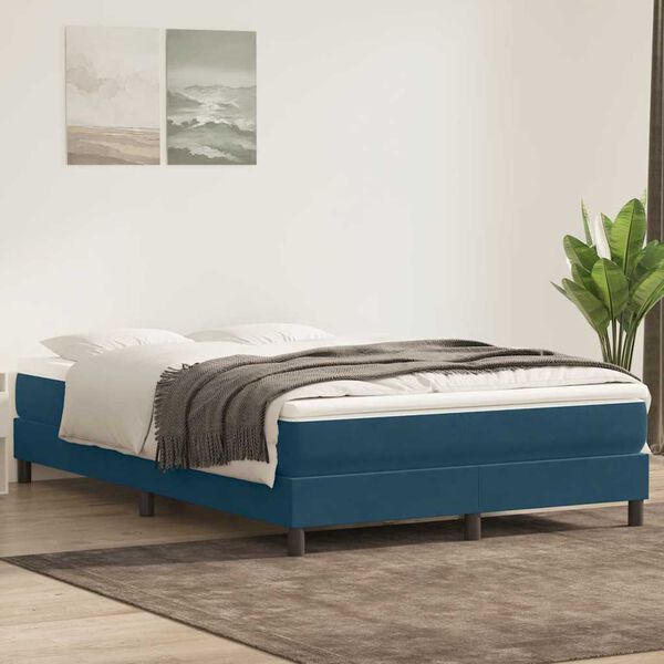 vidaXL Ł&oacute;żko typu Box Spring bez materaca Ciemnoniebieskie 160x210 cm