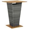 vidaXL Stolik barowy, szary, 80x80x110 cm, rattan PE i lita akacja
