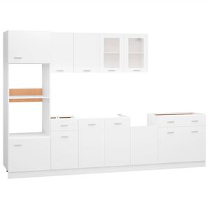 vidaXL 7-cz. zestaw szafek kuchennych, Lyon, biała, materiał drewnopochodny