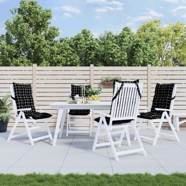 vidaXL Poduszki na krzesła z wysokim oparciem, 4 szt., czarna krata