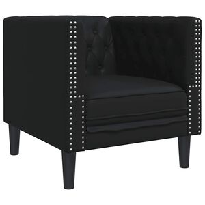 vidaXL Fotel Chesterfield, czarny, tapicerowany sztuczną sk&oacute;rą
