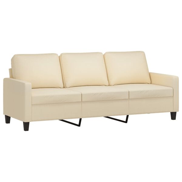 vidaXL Sofa 3-osobowa, kremowa, 180 cm, tapicerowana tkaniną