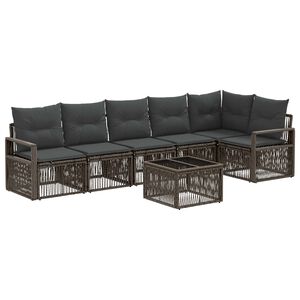 vidaXL Zestaw Sof na Ogr&oacute;d 7 pcs Szary polirattan