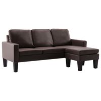 vidaXL 3-osobowa sofa z podnóżkiem, brązowa, sztuczna skóra