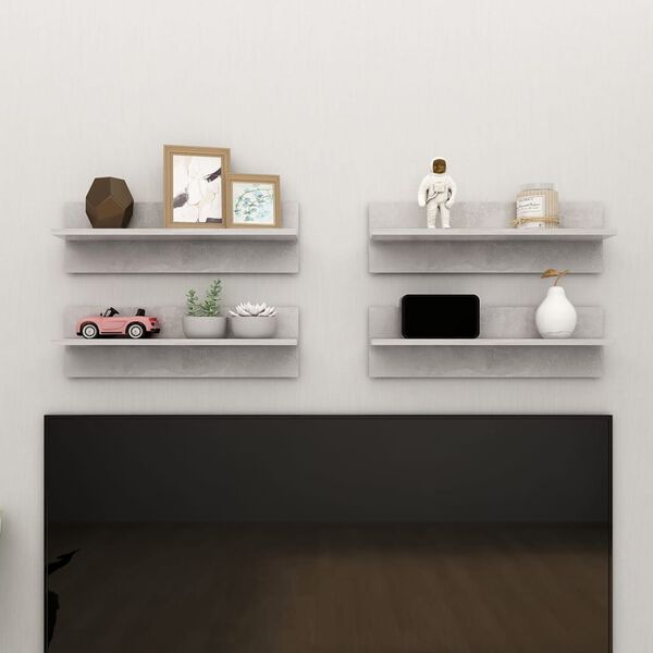 vidaXL P&oacute;łki ścienne, 4 szt., szarość betonu, 60x11,5x18 cm