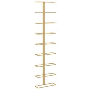 vidaXL Uchwyt ścienny na 9 butelek wina, złoty, żelazny