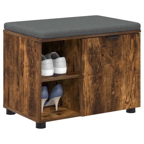 vidaXL Ławka w przedpokoju z poduszką Dąb wędzony 60 x 38 x 46 cm