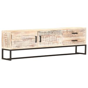 vidaXL Szafka pod TV, biała, 140 x 30 x 45 cm, lite drewno akacjowe