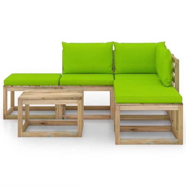 vidaXL 6-cz. zestaw mebli do ogrodu, jasnozielone poduszki