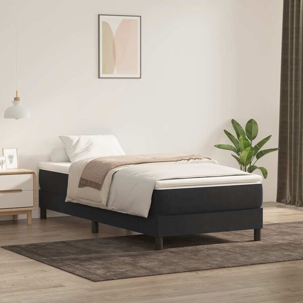 vidaXL Ł&oacute;żko Box Spring bez materaca Czarne 100x220 cm Aksamit