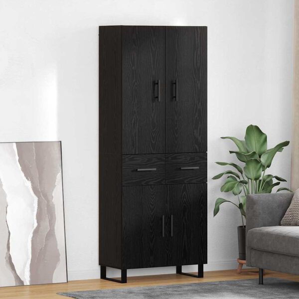 vidaXL Highboard z szufladą 2 pcs Czarny Dąb 69,5 x 34 x 180 cm