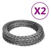vidaXL Drut kolczasty, spiralny, 2 szt., galwanizowana stal, 100 m