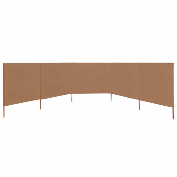 vidaXL Parawan 5-skrzydłowy z tkaniny, 600x80 cm, taupe