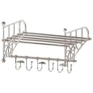 vidaXL P&oacute;łka na bagaże z wieszakami, ścienna, aluminium