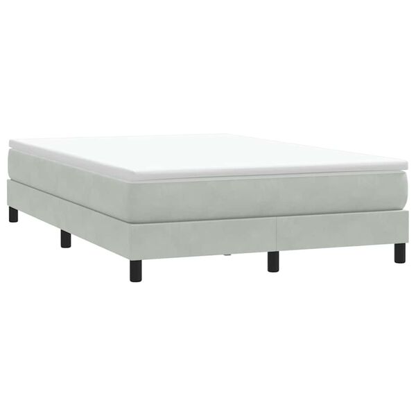 vidaXL Ł&oacute;żko Box Spring bez materaca Jasnoszary 160x220 cm Aksamit