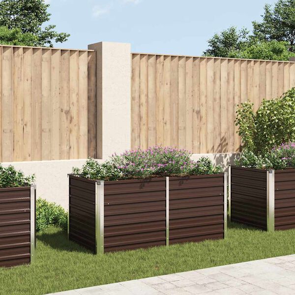 vidaXL Donica do podniesionej grządki, brązowa, 160x80x77 cm, stal