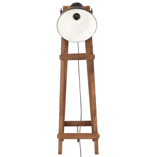 vidaXL Lampa podłogowa, czarna, E27, lite drewno mango