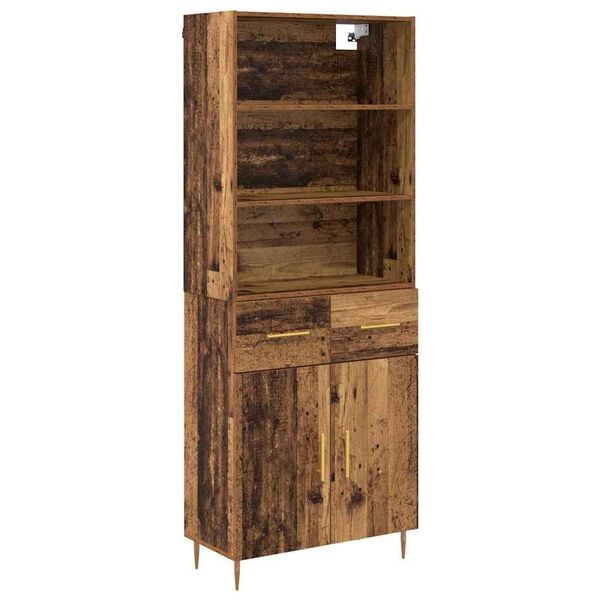 vidaXL Highboard z szufladą Stare drewno 69,5 x 34 x 180 cm