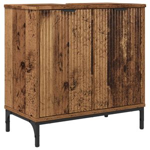 vidaXL Szafka pod umywalkę z drzwiami Stare drewno 60,5 x 33,5 x 61 cm