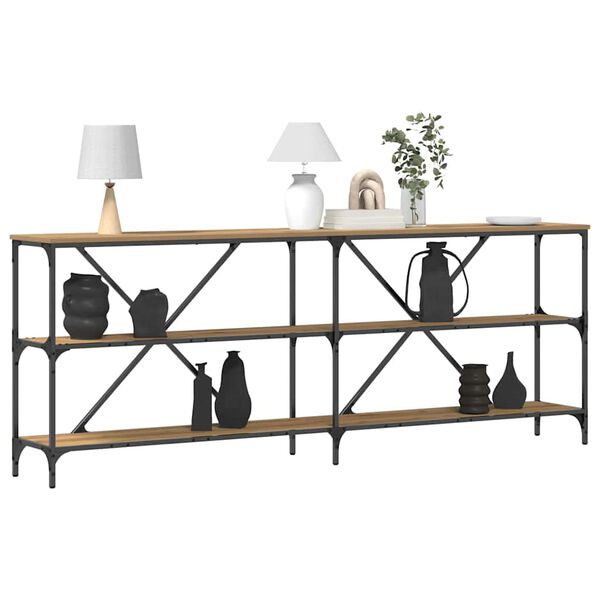 vidaXL Konsola z p&oacute;łką Dąb rzemieślniczy 200 x 30 x 75 cm